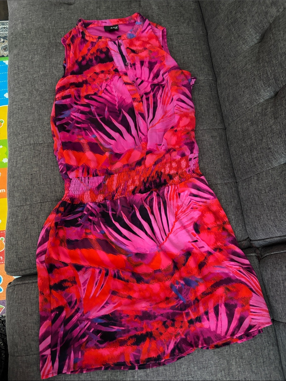 a.n.a Pink & Red Tropical Print Mini Dress